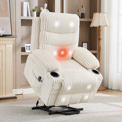Fauteuil releveur électrique surdimensionné pour personnes de grande taille, fauteuil releveur électrique à assise large avec massage et chauffage, canapé inclinable une place avec porte-gobelets pour salon et VR
