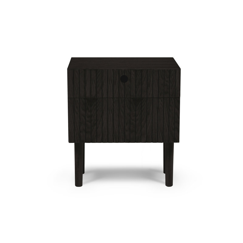 Ironesha 45cm W Manufactured Wood Bedside Table, Black Oak