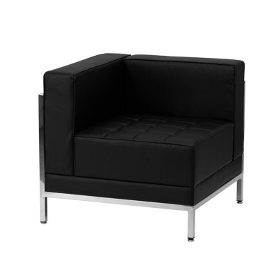 Chaise de coin gauche modulaire contemporaine Amjed avec assise capitonnée et cadre