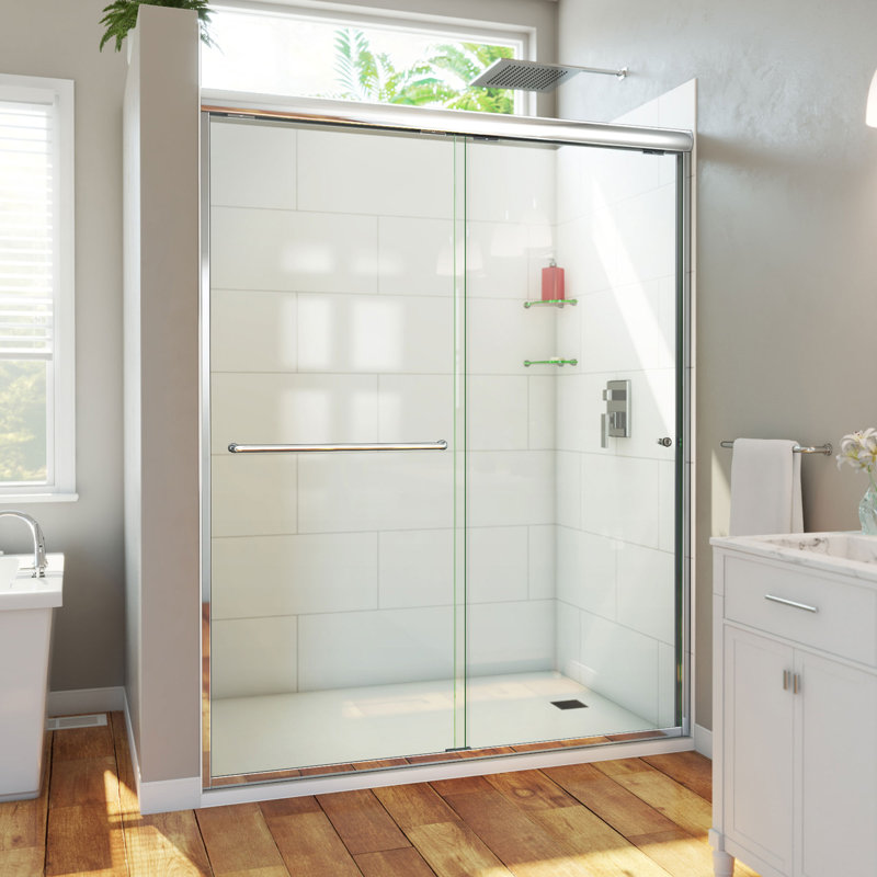  DreamLine Alliance Pro HV 56 - 60 inch W x 76 1/2 inch H Semi-Frameless Bypass Shower Door in Chrome, Chrome, 76.5"