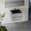 Meuble-lavabo flottant 24 po avec lavabo, meuble de rangement mural avec lavabo à quartz noir et tiroirs à fermeture en douceur entièrement assemblés