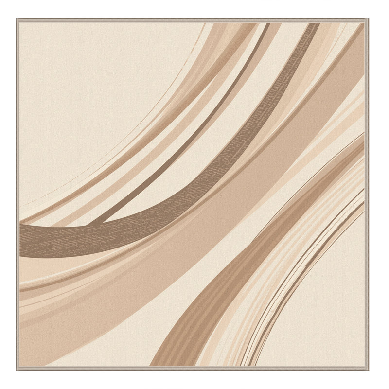 Tapis beige lavable à la machine minimaliste Wynsum, Carré 6 pi