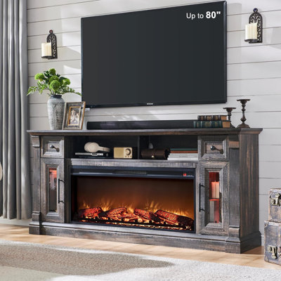 Diamandi Wood TV Stand with Fireplace