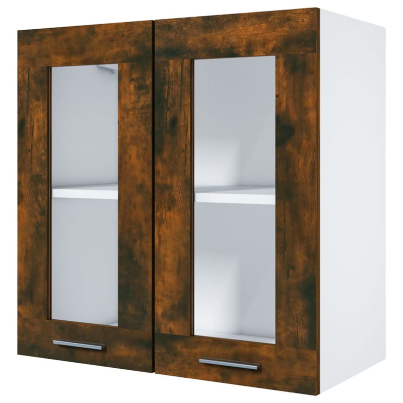 Black Hanging Glass Cabinet 60X31x60 Cm, Rustic Brown