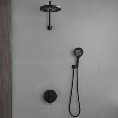 Wall Mounted Shower System With Hand Shower Double Handle Shower Faucet Set Brass Shower Trim Kit With Rough-In Valve