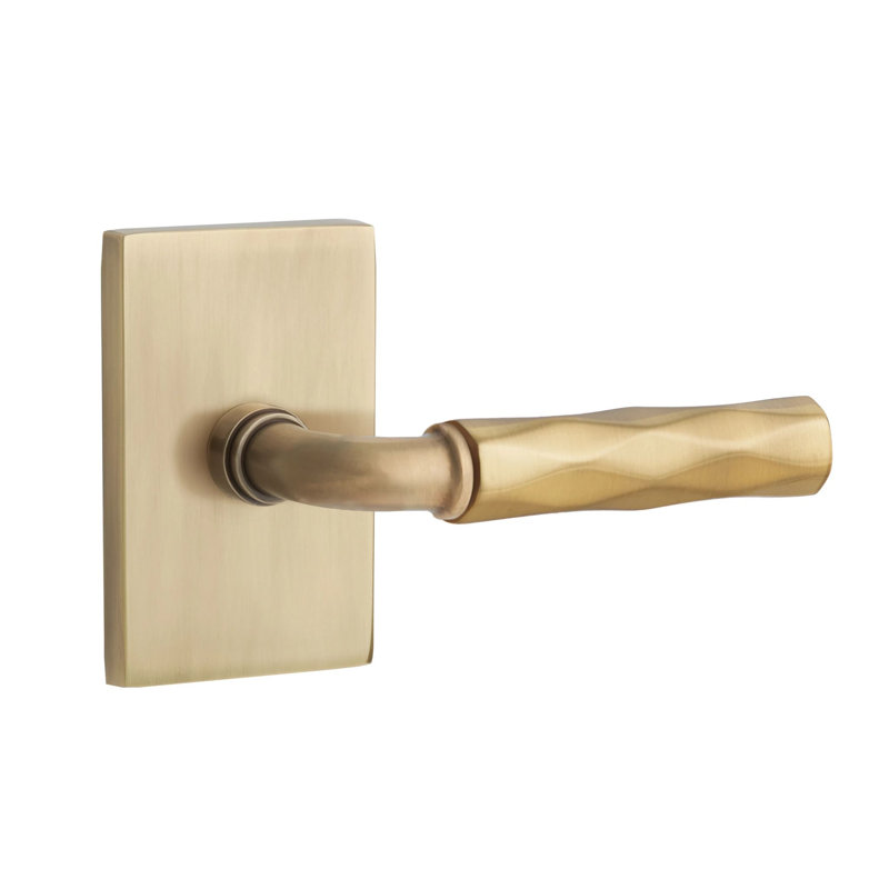 Mortaise intérieure Emtek Select Passage avec rosette rectangulaire moderne et tige R-Bar, levier Tribeca, Oui, Nickel satiné