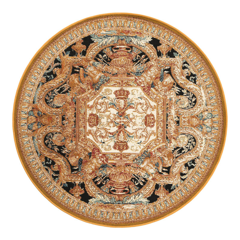 Indoor/Outdoor Traditional Area Rug, Round 4'1"