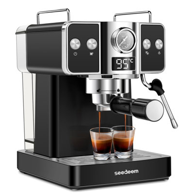 Stainless Steel Espresso Maker with Milk Frother&1.8L(60 Fl Oz) Removable Water Tank