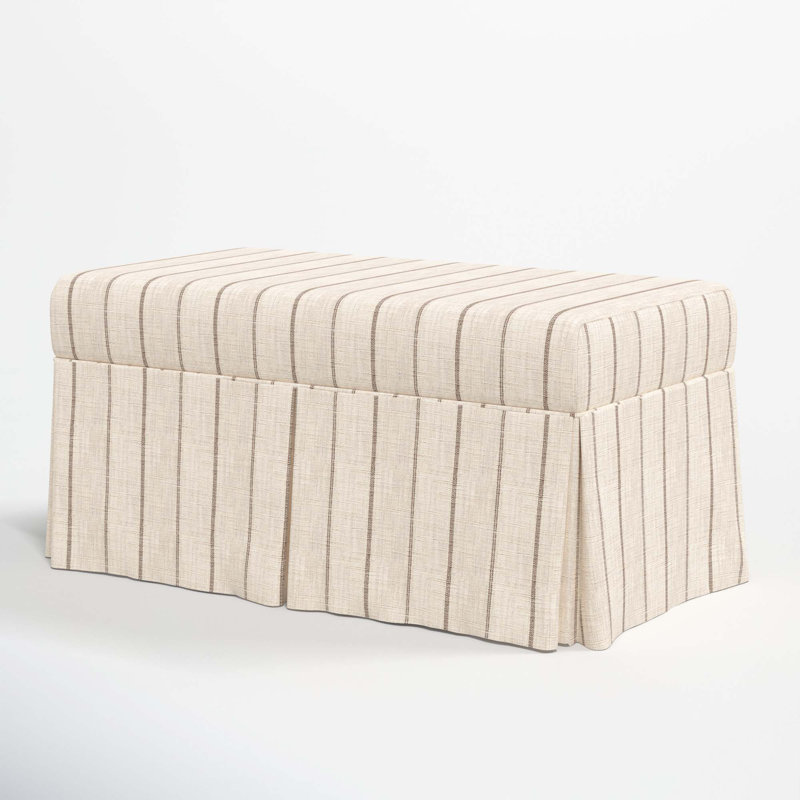 Chaplin Cotton Upholstered Storage Bench, Fritz Charcoal Stripe