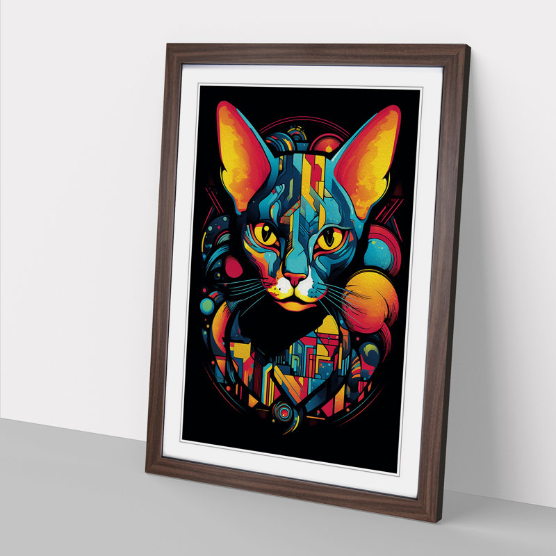 Sphynx Cat Constructivism - Framed Print, Walnut , 46cm H x 34cm W x 2cm D
