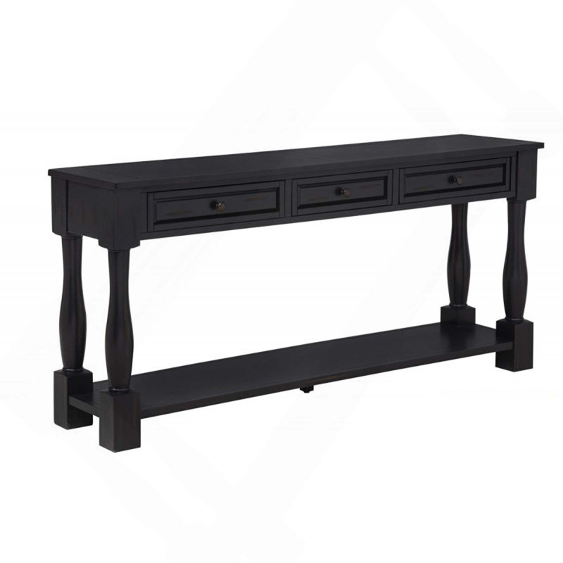 Console de style méditerranéen avec 3 tiroirs pratiques et une tablette pour l'entrée, le couloir, le salon, de qualité supérieure, assemblage requis