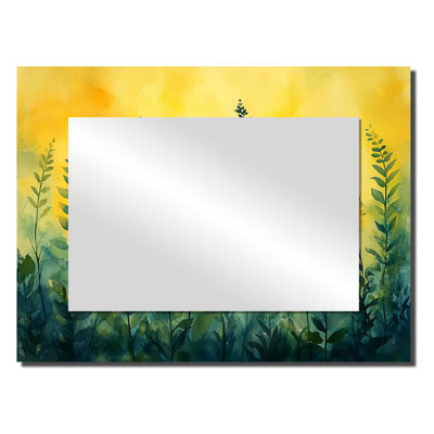 Golden Glow of Ferns Tranquility On The Plains I - Miroir moderne pour décoration murale