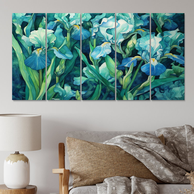 «Green Irises Petal IV», ensemble d'art mural floral en métal