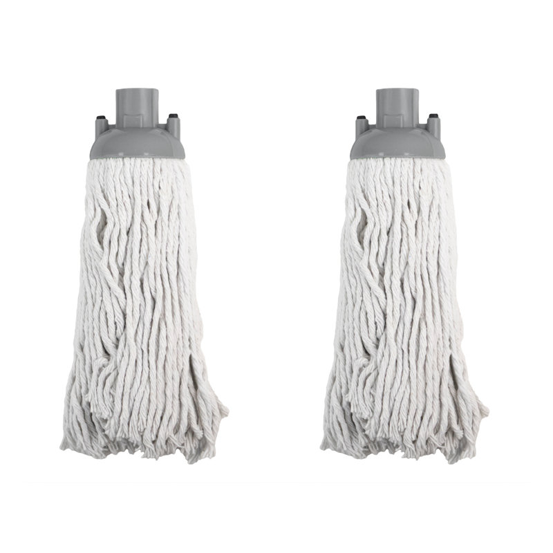 JVL String Mop – Green – Machine Washable Microfibre Floor Mop for Hard Floors, 2 Pack Replacement