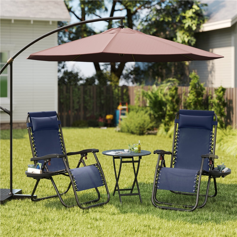 25in Outdoor Zero Gravity Chair with Cupholder and Pillow, Light Green