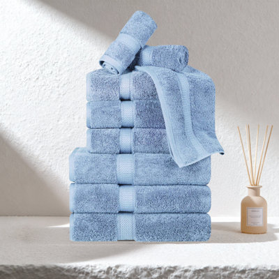 Egyptian Cotton Plush Heavyweight Absorbent 9 Piece Bathroom Towel Set