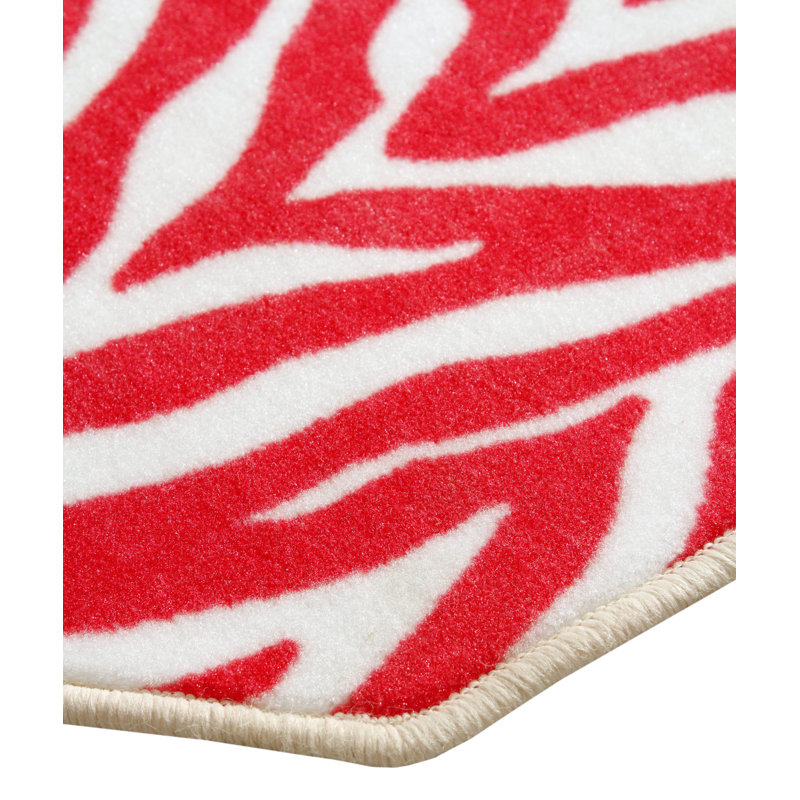 Tapis beige / rouge à imprimé animal, Tapis de couloir 4 pi x 18 pi