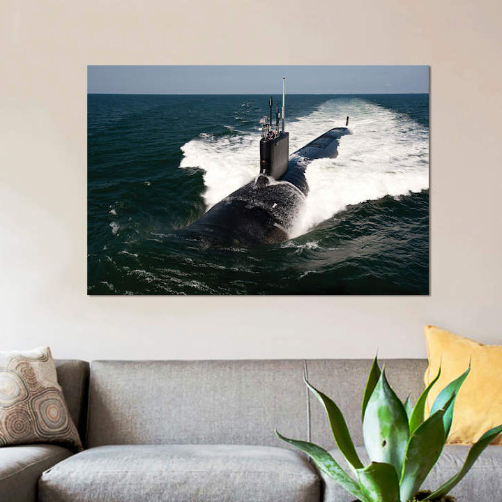 " The Virginia-Class Attack Submarine USS California " by Stocktrek Images, 18" H x 26" W x 1.5" D, Wrapped Canvas, No Mat