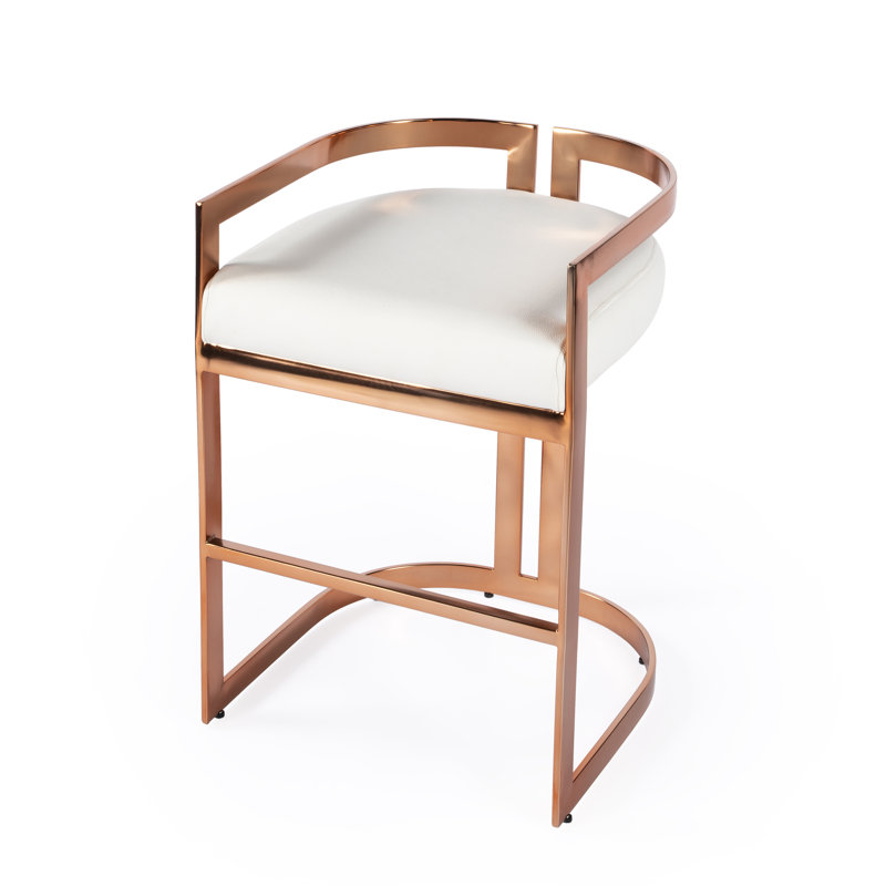 Baba Stool, Off-White, Counter Stool (24.5” Seat Height), Rose Gold