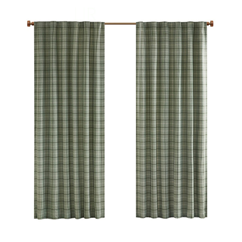 Plaid Faux Leather Tab Top Curtain Panel With Fleece Lining For Thermal Insulation And Privacy