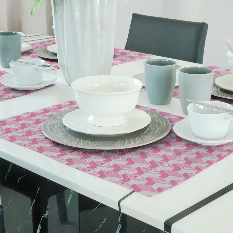 Napperon classique en coton 18 po Skyscraper, Rose / blanc, polyester