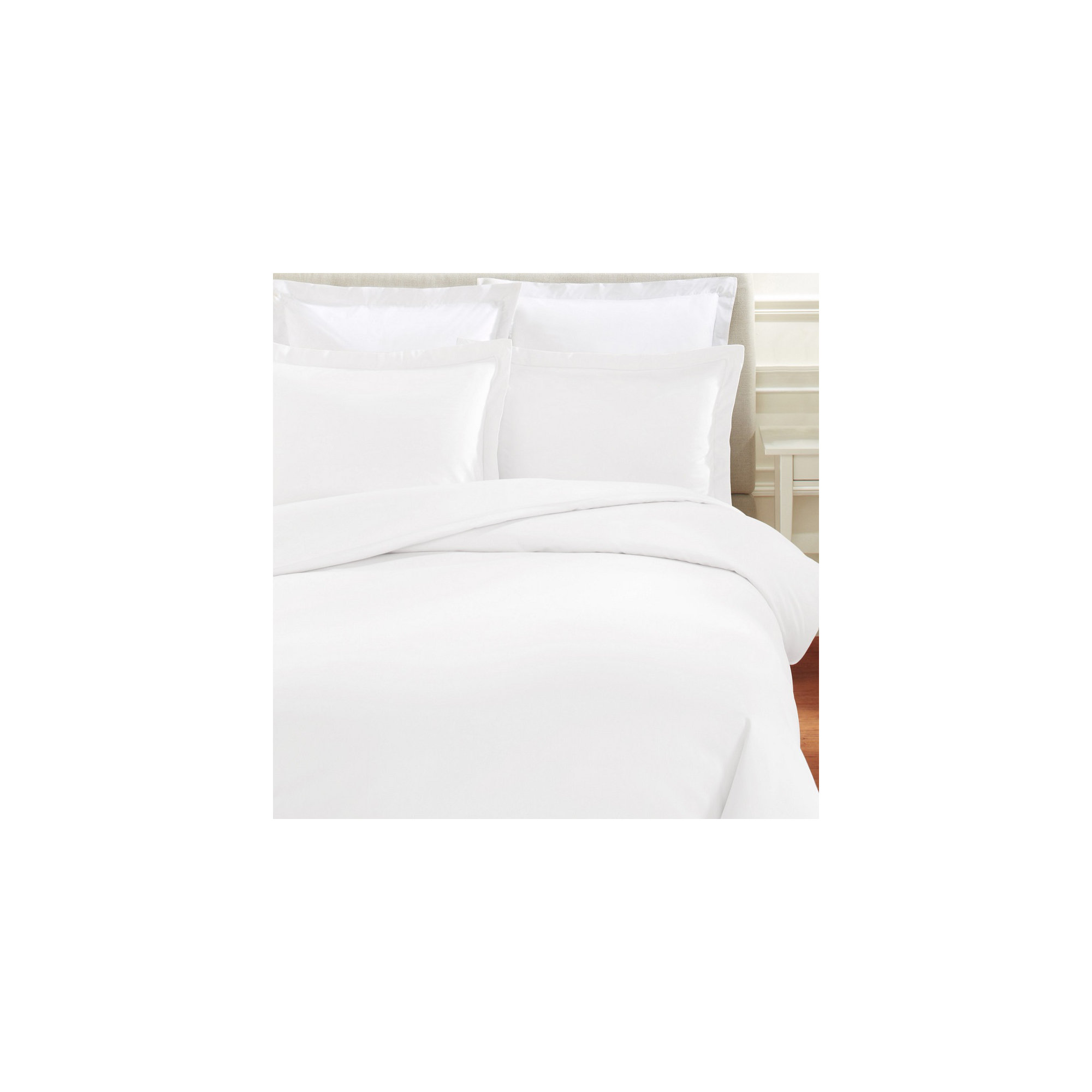 Austri Sateen Duvet Cover Set, White, King Duvet Cover + 2 King Shams