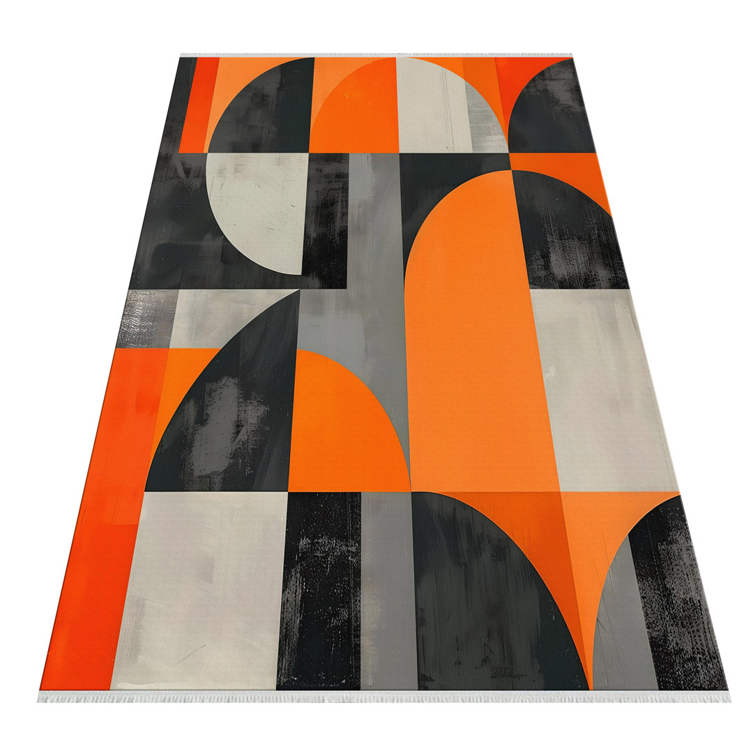 Teppich Stokes in Schwarz/Orange/Grau