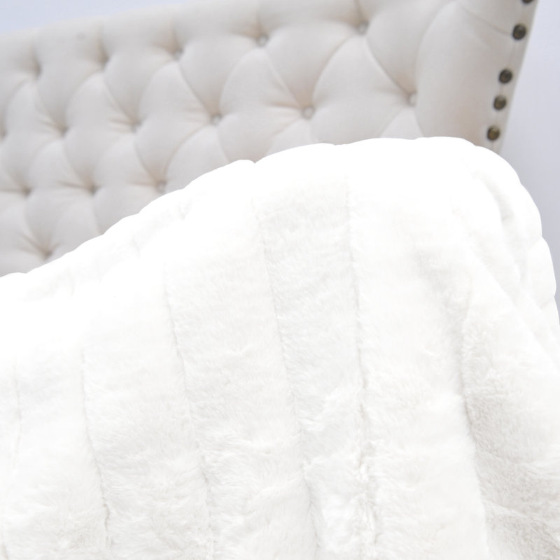 Knitted Throw Blanket, Bright White, 127cm W x 152.4cm L