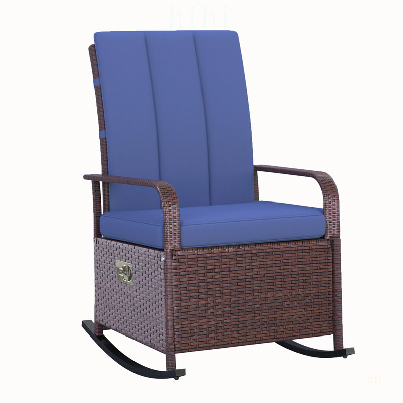 Fauteuil à bascule d'extérieur en osier avec dossier et repose-pieds réglables, fauteuil inclinable de patio en rotin PE pour un confort et une détente ultimes