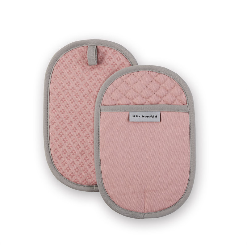 Dried Rose Silicone and Cotton Oval Pot Holder Set