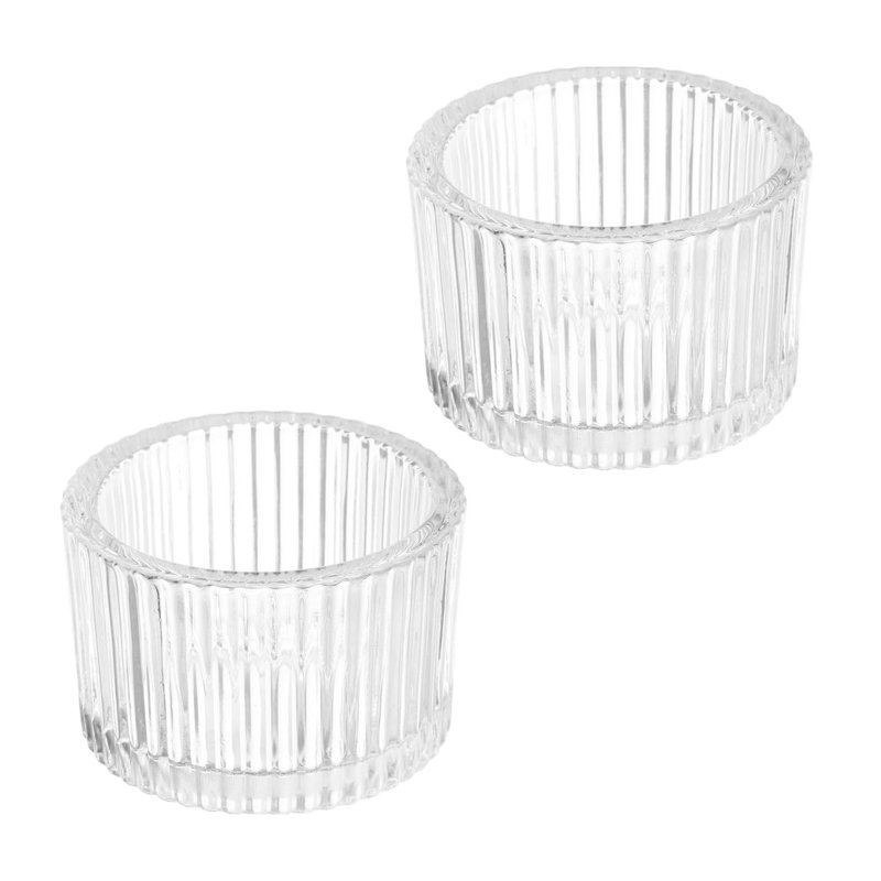 2-Piece White Glass Tealight Candle Holders