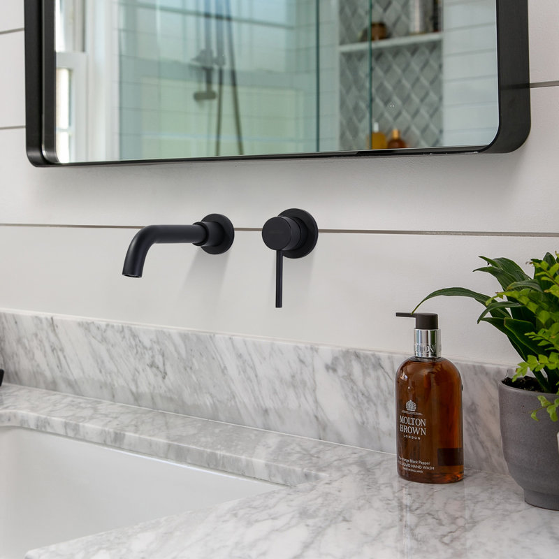 Robinet de salle de bain mural, Noir mat