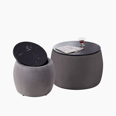 Shiloe Storage Round Accent Side Tables