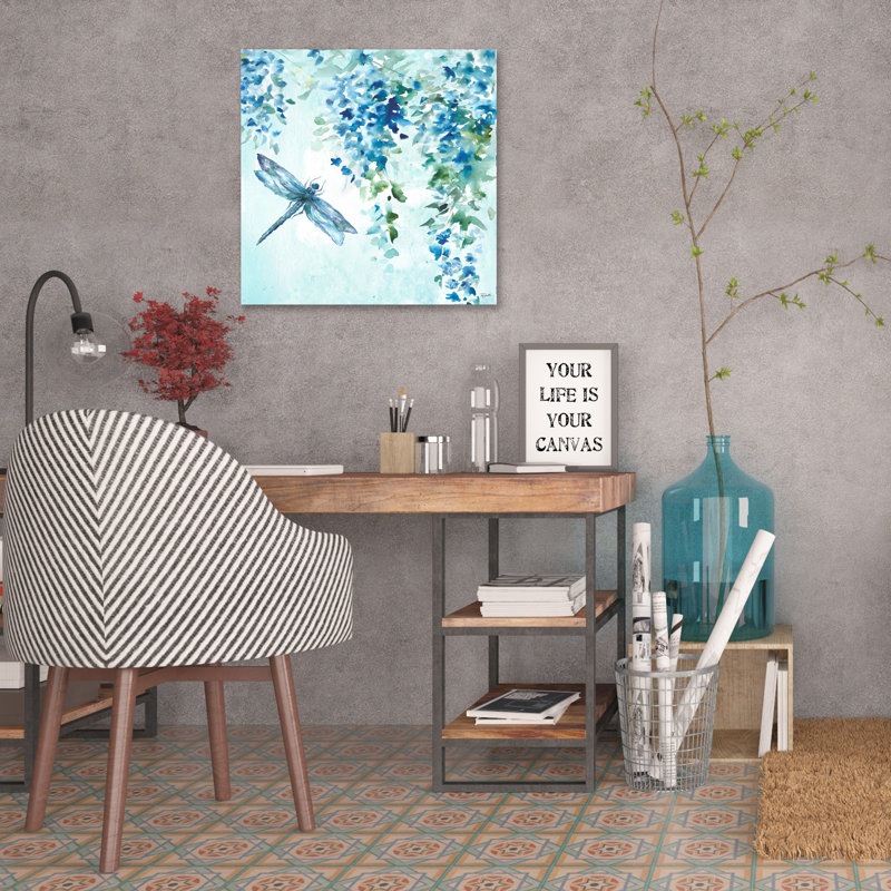 "Wisteria & Dragonfly", reproduction sur toile tendue, H 12 po x l 12 po