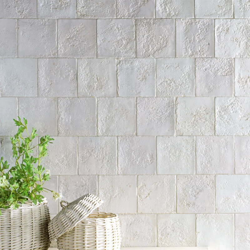 Navari 5x5 Textured Matte Ceramic Tile, White Matte