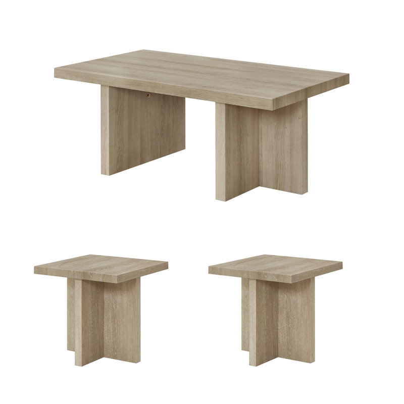 Ensemble de 3 tables basses, tables basses et 2 tables de bout Breunig, Brun