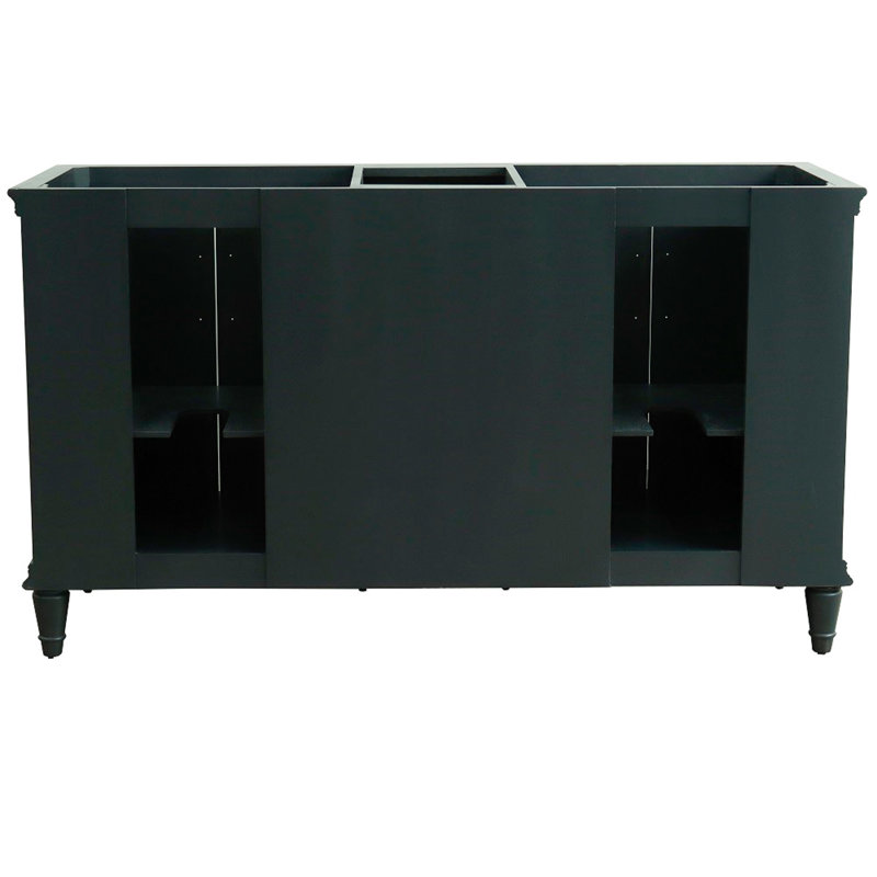 Meuble-lavabo double 61 po en pierre reconstituée et lavabo ovale, Noir