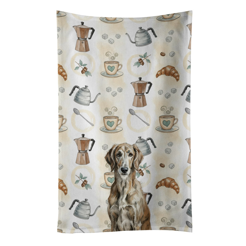 Brindle Scottish Deerhound Coffee Bar Kitchen Towel, Brindle Scottish Deerhound