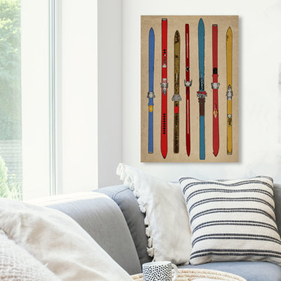 « Sports and Teams Vintage Skis II » - reproduction d'art graphique sur toile
