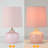 15 inch Pink Glass Kids Table Lamp Set with Velvet Shade for Girls Bedroom, Nursery