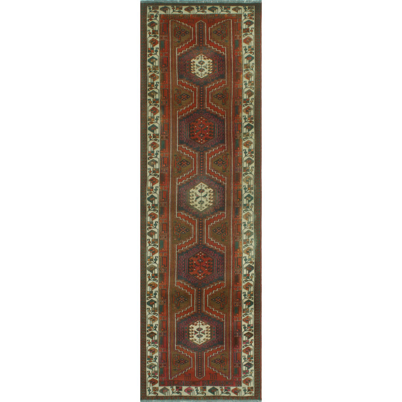One-of-a-Kind 3'4" X 11' 1980s Runner Wool Area Rug in