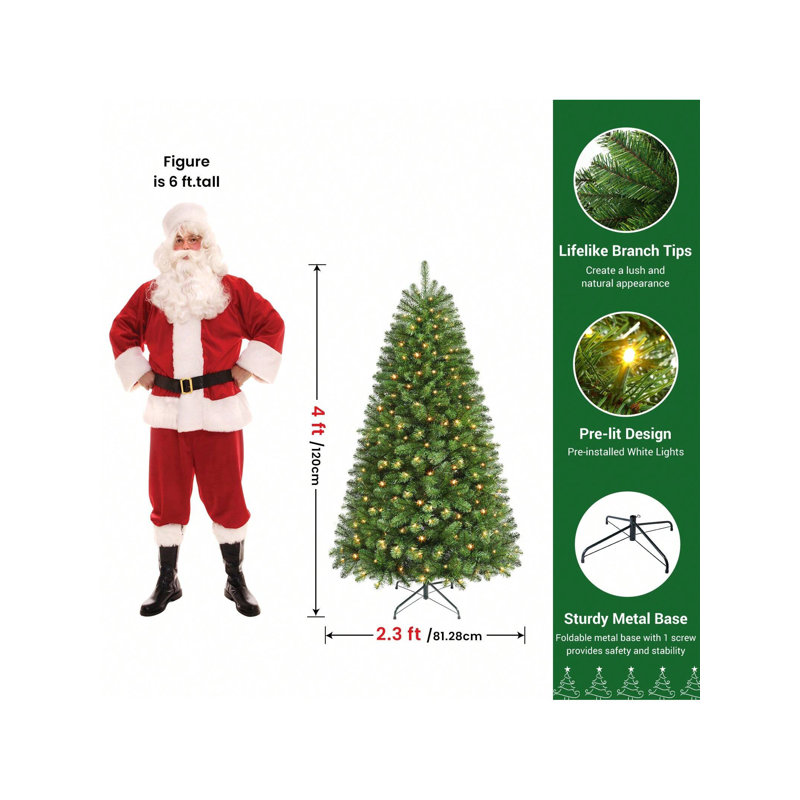 Lighted Artificial Christmas Tree, 3.94' H