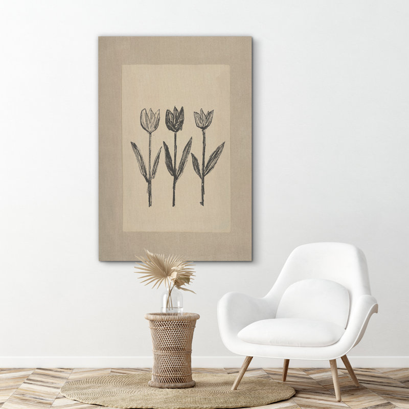Impression sur toile encadrée de fleurs de tulipes minimalistes, H 18 po x l 12 po, Toile tendue, Ne s’applique pas
