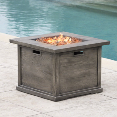Sherry Square Polyresin Propane Smokeless Fire Pit Table with Hidden Fuel Tank