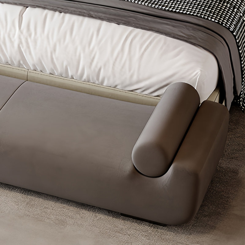 Banc rembourré en tissu Stylish, Gris, H 23,62 po x l 70,86 po x P 23,62 po