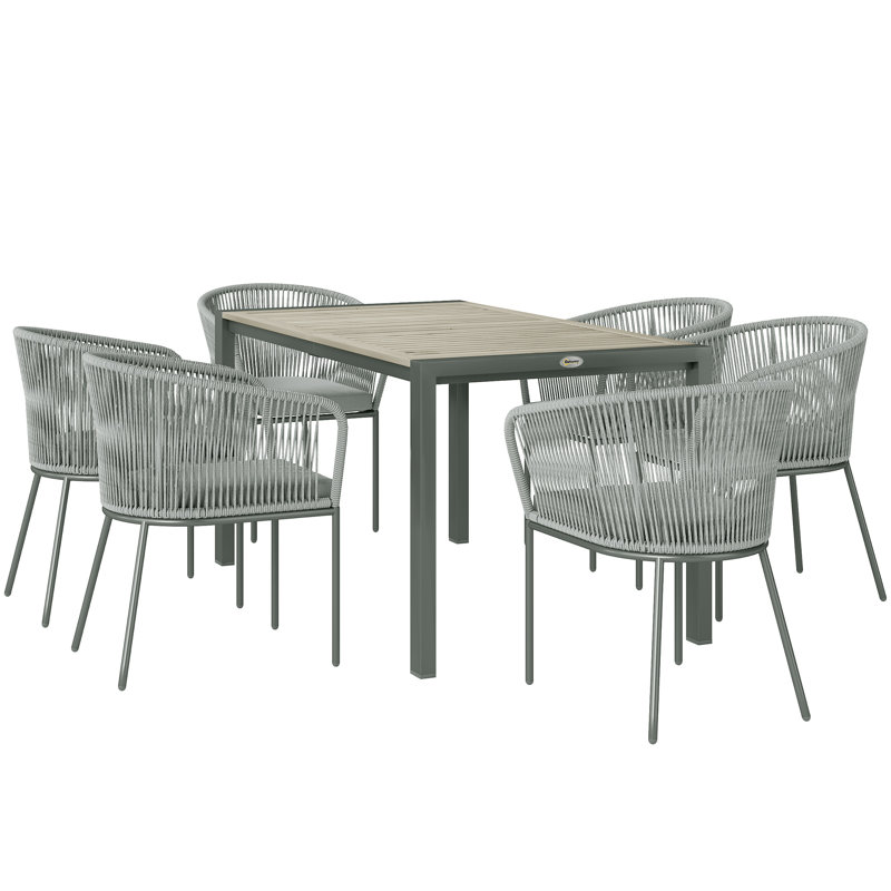 6 - Person Acacia Patio Dining Set with Rectangular Table , Cushions Included