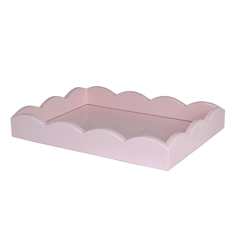 Petit plateau festonné laqué, Rose pâle