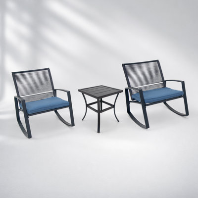 Ensemble de conversation bistro en métal avec table pour 2 personnes, confortable et résistant aux intempéries pour la détente