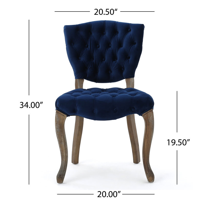 Richard Tufted Upholstered Parsons Chair, Navy Velvet Incorrect