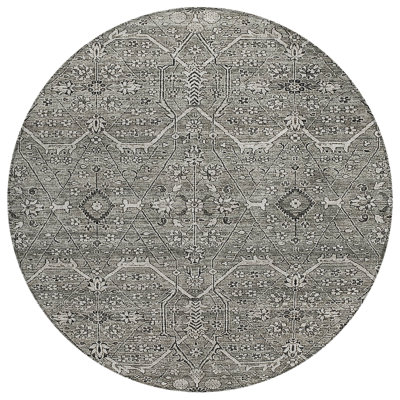 Samirah Gray Washable Indoor-Outdoor Rug - 